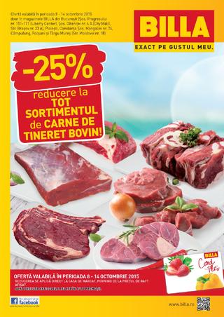 Billa special catalog -25% Tot sortimentul de Carne De Tineret Bovin - 8-14 Octombrie 2015 